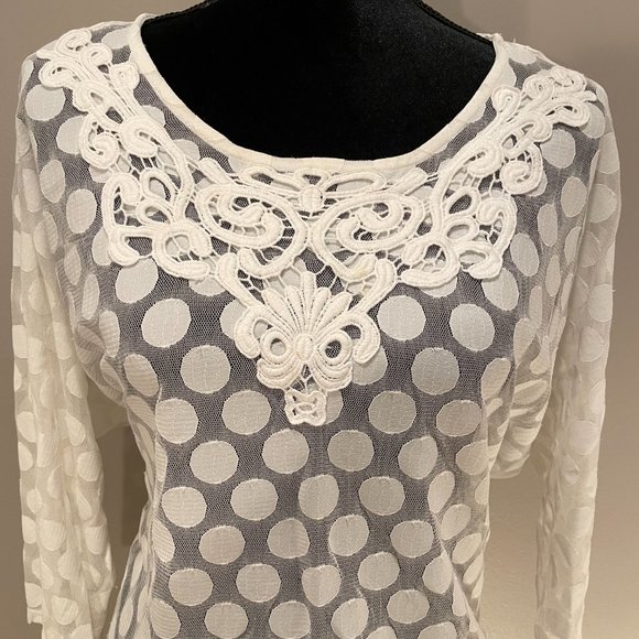 Alfani Womens Sheer Polka-dot Pullover sz M  NWOT - Picture 3 of 5